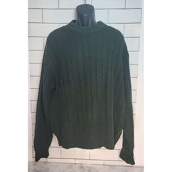 Woolrich Mens XL Cable Knit Sweater Olive Academia Grandpa Core Dad Casual - Picture 1 of 7